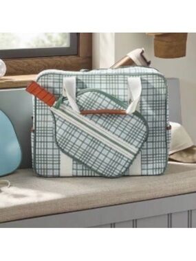 Hearth & Hand With Magnolia Plaid Pickleball Paddle Ball Bag & Paddle Cover NWT